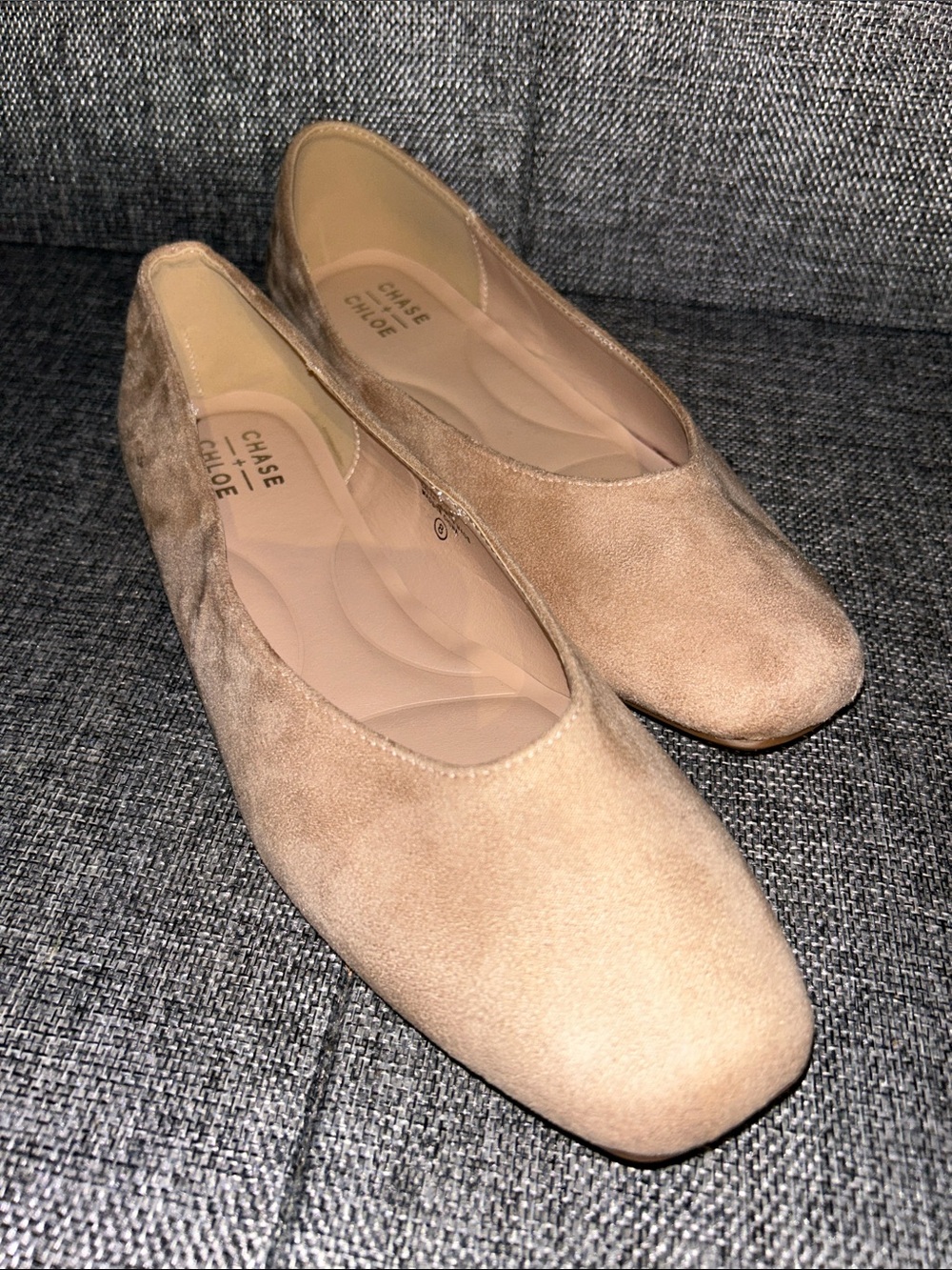 NEW - Chase + Chloe Nude Suede Slip-On Flats